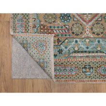Load image into Gallery viewer, 4&#39;1&quot;x6&#39; Khaki Brown, Mamluk Design With Star Medallion, Hand Knotted, Textured Wool And Silk, Oriental Rug FWR551472