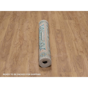 4'1"x6' Khaki Brown, Mamluk Design With Star Medallion, Hand Knotted, Textured Wool And Silk, Oriental Rug FWR551472