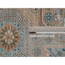 Load image into Gallery viewer, 4&#39;1&quot;x6&#39; Khaki Brown, Mamluk Design With Star Medallion, Hand Knotted, Textured Wool And Silk, Oriental Rug FWR551472