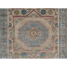 Load image into Gallery viewer, 4&#39;1&quot;x6&#39; Khaki Brown, Hand Knotted, Mamluk Design With Star Medallion, Textured Wool And Silk, Oriental Rug FWR551478