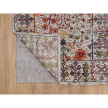 Load image into Gallery viewer, 2&#39;7&quot;x8&#39;2&quot; Papyrus White With Brown, Directional Vase Design, Silk With Textured Wool, Hand Knotted, Runner, Oriental Rug FWR551484