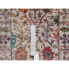 Load image into Gallery viewer, 2&#39;7&quot;x8&#39;2&quot; Papyrus White With Brown, Directional Vase Design, Silk With Textured Wool, Hand Knotted, Runner, Oriental Rug FWR551484