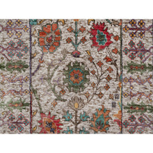 Load image into Gallery viewer, 2&#39;7&quot;x8&#39;2&quot; Papyrus White With Brown, Directional Vase Design, Silk With Textured Wool, Hand Knotted, Runner, Oriental Rug FWR551484