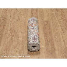 Load image into Gallery viewer, 2&#39;7&quot;x8&#39;2&quot; Papyrus White With Brown, Directional Vase Design, Silk With Textured Wool, Hand Knotted, Runner, Oriental Rug FWR551484