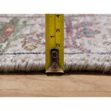 Load image into Gallery viewer, 2&#39;7&quot;x8&#39;2&quot; Papyrus White With Brown, Directional Vase Design, Silk With Textured Wool, Hand Knotted, Runner, Oriental Rug FWR551484