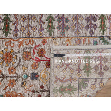 Load image into Gallery viewer, 2&#39;7&quot;x8&#39;2&quot; Papyrus White With Brown, Directional Vase Design, Silk With Textured Wool, Hand Knotted, Runner, Oriental Rug FWR551484