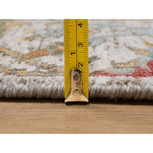 Load image into Gallery viewer, 2&#39;5&quot;x6&#39; Winter White, Silk With Textured Wool, Colorful Sickle Leaf Design, Hand Knotted, Runner, Oriental Rug FWR551490