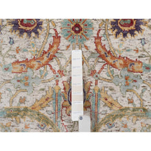 Load image into Gallery viewer, 2&#39;7&quot;x8&#39;1&quot; Snow White, Colorful Sickle Leaf Design, Hand Knotted, Silk With Textured Wool, Runner, Oriental Rug FWR551496