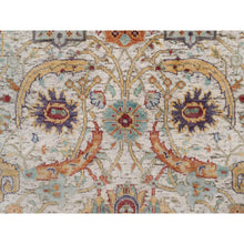Load image into Gallery viewer, 2&#39;7&quot;x8&#39;1&quot; Snow White, Colorful Sickle Leaf Design, Hand Knotted, Silk With Textured Wool, Runner, Oriental Rug FWR551496