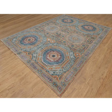 Load image into Gallery viewer, 9&#39;1&quot;x12&#39;2&quot; Dark Vanilla Brown, Mamluk Design With Geometric Medallion, Textured Wool And Silk, Hand Knotted, Oriental Rug FWR551502