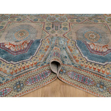 Load image into Gallery viewer, 9&#39;1&quot;x12&#39;2&quot; Dark Vanilla Brown, Mamluk Design With Geometric Medallion, Textured Wool And Silk, Hand Knotted, Oriental Rug FWR551502