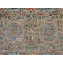 Load image into Gallery viewer, 9&#39;1&quot;x12&#39;2&quot; Dark Vanilla Brown, Mamluk Design With Geometric Medallion, Textured Wool And Silk, Hand Knotted, Oriental Rug FWR551502