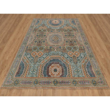 Load image into Gallery viewer, 8&#39;x10&#39; Wood Brown, Hand Knotted, Mamluk Design With Star Medallion, Textured Wool And Silk, Oriental Rug FWR551508