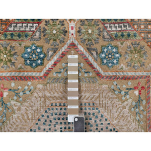 8'x10' Wood Brown, Hand Knotted, Mamluk Design With Star Medallion, Textured Wool And Silk, Oriental Rug FWR551508