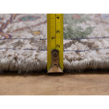 Load image into Gallery viewer, 7&#39;10&quot;x7&#39;10&quot; Snow White With Brown, Directional Vase Design, Hand Knotted, Silk With Textured Wool, Round, Oriental Rug FWR551514