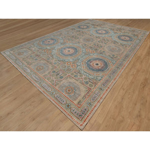 12'x18'3" Lark Brown, Mamluk Design With Geometric Medallions, Hand Knotted, Textured Wool And Silk, Xl, Oversized, Oriental Rug FWR551520