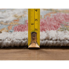 Load image into Gallery viewer, 7&#39;10&quot;x10&#39; Alabaster White, Silk With Textured Wool, Colorful Sickle Leaf Design, Hand Knotted, Oriental Rug FWR551532