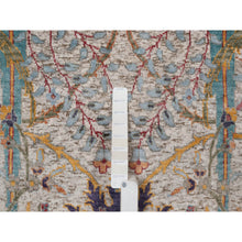 Load image into Gallery viewer, 8&#39;x10&#39; Papyrus White, Silk With Textured Wool, Colorful Sickle Leaf Design, Hand Knotted, Oriental Rug FWR551538