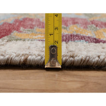 Load image into Gallery viewer, 8&#39;x10&#39; Papyrus White, Silk With Textured Wool, Colorful Sickle Leaf Design, Hand Knotted, Oriental Rug FWR551538