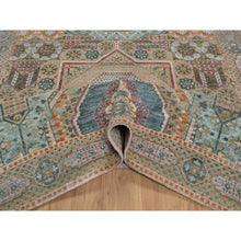 Load image into Gallery viewer, 6&#39;3&quot;x9&#39; Almond Brown, Hand Knotted, Mamluk Design With Star Medallion, Textured Wool And Silk, Oriental Rug FWR551544