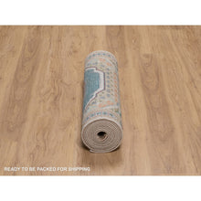 Load image into Gallery viewer, 2&#39;6&quot;x12&#39; Khaki Brown, Mamluk Design With Geometric Medallions, Textured Wool And Silk, Hand Knotted, Runner, Oriental Rug FWR551556