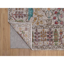 Load image into Gallery viewer, 6&#39;x9&#39; Alabaster White With Brown, Directional Vase Design, Hand Knotted, Silk With Textured Wool, Oriental Rug FWR551562