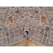 Load image into Gallery viewer, 6&#39;x9&#39; Alabaster White With Brown, Directional Vase Design, Hand Knotted, Silk With Textured Wool, Oriental Rug FWR551562