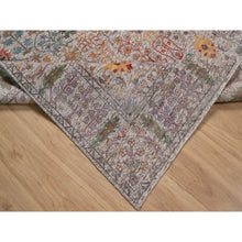 Load image into Gallery viewer, 6&#39;x9&#39; Alabaster White With Brown, Directional Vase Design, Hand Knotted, Silk With Textured Wool, Oriental Rug FWR551562