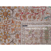 Load image into Gallery viewer, 6&#39;x9&#39; Alabaster White With Brown, Directional Vase Design, Hand Knotted, Silk With Textured Wool, Oriental Rug FWR551562