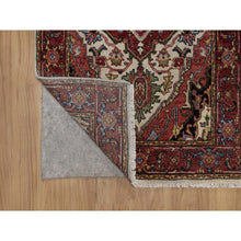 Load image into Gallery viewer, 2&#39;5&quot;x10&#39;1&quot; Pearl White, Antiqued Fine Heriz Re-creation, Medallion Design, Hand Knotted, Hand Spun New Zealand Wool, Soft Pile, Vegetable Dyes, Runner, Oriental Rug FWR551568