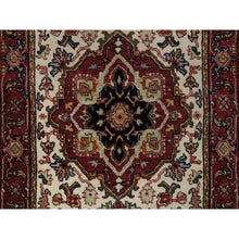 Load image into Gallery viewer, 2&#39;5&quot;x10&#39;1&quot; Pearl White, Antiqued Fine Heriz Re-creation, Medallion Design, Hand Knotted, Hand Spun New Zealand Wool, Soft Pile, Vegetable Dyes, Runner, Oriental Rug FWR551568