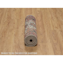 Load image into Gallery viewer, 2&#39;5&quot;x10&#39;1&quot; Pearl White, Antiqued Fine Heriz Re-creation, Medallion Design, Hand Knotted, Hand Spun New Zealand Wool, Soft Pile, Vegetable Dyes, Runner, Oriental Rug FWR551568