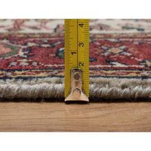 Load image into Gallery viewer, 2&#39;5&quot;x10&#39;1&quot; Pearl White, Antiqued Fine Heriz Re-creation, Medallion Design, Hand Knotted, Hand Spun New Zealand Wool, Soft Pile, Vegetable Dyes, Runner, Oriental Rug FWR551568
