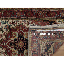 Load image into Gallery viewer, 2&#39;5&quot;x10&#39;1&quot; Pearl White, Antiqued Fine Heriz Re-creation, Medallion Design, Hand Knotted, Hand Spun New Zealand Wool, Soft Pile, Vegetable Dyes, Runner, Oriental Rug FWR551568