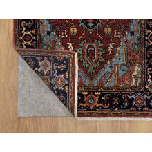 Load image into Gallery viewer, 2&#39;8&quot;x8&#39;1&quot; Berry Red, Hand Spun New Zealand Wool, Soft Pile, Vegetable Dyes, Antiqued Fine Heriz Re-creation, Medallions Design, Hand Knotted, Runner, Oriental Rug FWR551574