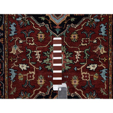 Load image into Gallery viewer, 2&#39;8&quot;x8&#39;1&quot; Berry Red, Hand Spun New Zealand Wool, Soft Pile, Vegetable Dyes, Antiqued Fine Heriz Re-creation, Medallions Design, Hand Knotted, Runner, Oriental Rug FWR551574
