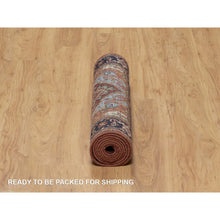 Load image into Gallery viewer, 2&#39;8&quot;x8&#39;1&quot; Berry Red, Hand Spun New Zealand Wool, Soft Pile, Vegetable Dyes, Antiqued Fine Heriz Re-creation, Medallions Design, Hand Knotted, Runner, Oriental Rug FWR551574