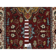 Load image into Gallery viewer, 2&#39;7&quot;x6&#39;1&quot; Ruby Red, Hand Spun New Zealand Wool, Soft Pile, Vegetable Dyes, Antiqued Fine Heriz Re-creation, Medallions Design, Hand Knotted, Wide Runner, Oriental Rug FWR551580