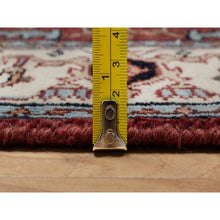 Load image into Gallery viewer, 2&#39;7&quot;x6&#39;1&quot; Ruby Red, Hand Spun New Zealand Wool, Soft Pile, Vegetable Dyes, Antiqued Fine Heriz Re-creation, Medallions Design, Hand Knotted, Wide Runner, Oriental Rug FWR551580