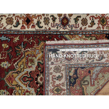 Load image into Gallery viewer, 2&#39;7&quot;x6&#39;1&quot; Ruby Red, Hand Spun New Zealand Wool, Soft Pile, Vegetable Dyes, Antiqued Fine Heriz Re-creation, Medallions Design, Hand Knotted, Wide Runner, Oriental Rug FWR551580