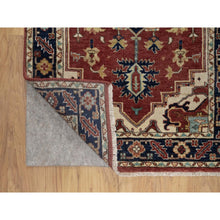 Load image into Gallery viewer, 2&#39;7&quot;x8&#39;2&quot; Maroon Red, Hand Knotted, Hand Spun New Zealand Wool, Soft Pile, Vegetable Dyes, Antiqued Fine Heriz Re-creation, Medallions Design, Runner, Oriental Rug FWR551592