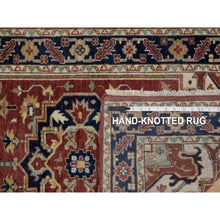 Load image into Gallery viewer, 2&#39;7&quot;x8&#39;2&quot; Maroon Red, Hand Knotted, Hand Spun New Zealand Wool, Soft Pile, Vegetable Dyes, Antiqued Fine Heriz Re-creation, Medallions Design, Runner, Oriental Rug FWR551592