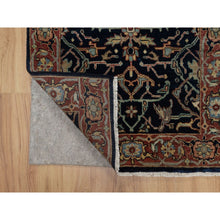 Load image into Gallery viewer, 2&#39;7&quot;x10&#39;2&quot; Braves Navy Blue, Antiqued Fine Heriz Re-creation, All Over Design, Hand Knotted, Hand Spun New Zealand Wool, Soft Pile, Vegetable Dyes, Runner, Oriental Rug FWR551598