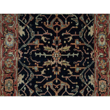 Load image into Gallery viewer, 2&#39;7&quot;x10&#39;2&quot; Braves Navy Blue, Antiqued Fine Heriz Re-creation, All Over Design, Hand Knotted, Hand Spun New Zealand Wool, Soft Pile, Vegetable Dyes, Runner, Oriental Rug FWR551598