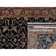 Load image into Gallery viewer, 2&#39;7&quot;x10&#39;2&quot; Braves Navy Blue, Antiqued Fine Heriz Re-creation, All Over Design, Hand Knotted, Hand Spun New Zealand Wool, Soft Pile, Vegetable Dyes, Runner, Oriental Rug FWR551598