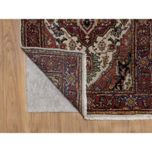 Load image into Gallery viewer, 2&#39;6&quot;x14&#39;2&quot; Parchment White, Antiqued Fine Heriz Re-creation, Medallions Design, Hand Knotted, Hand Spun New Zealand Wool, Soft Pile, Vegetable Dyes, Runner, Oriental Rug FWR551604