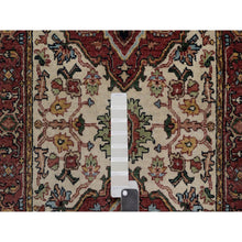 Load image into Gallery viewer, 2&#39;6&quot;x14&#39;2&quot; Parchment White, Antiqued Fine Heriz Re-creation, Medallions Design, Hand Knotted, Hand Spun New Zealand Wool, Soft Pile, Vegetable Dyes, Runner, Oriental Rug FWR551604