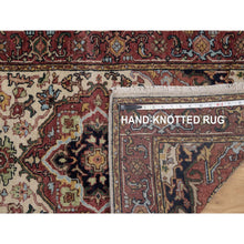 Load image into Gallery viewer, 2&#39;6&quot;x14&#39;2&quot; Parchment White, Antiqued Fine Heriz Re-creation, Medallions Design, Hand Knotted, Hand Spun New Zealand Wool, Soft Pile, Vegetable Dyes, Runner, Oriental Rug FWR551604