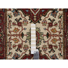 Load image into Gallery viewer, 2&#39;7&quot;x6&#39;1&quot; Chiffon White, Hand Knotted, Hand Spun New Zealand Wool, Soft Pile, Vegetable Dyes, Antiqued Fine Heriz Re-creation, Medallions Design, Runner, Oriental Rug FWR551610
