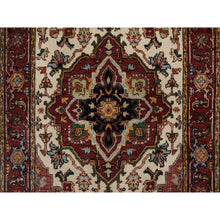 Load image into Gallery viewer, 2&#39;7&quot;x6&#39;1&quot; Chiffon White, Hand Knotted, Hand Spun New Zealand Wool, Soft Pile, Vegetable Dyes, Antiqued Fine Heriz Re-creation, Medallions Design, Runner, Oriental Rug FWR551610